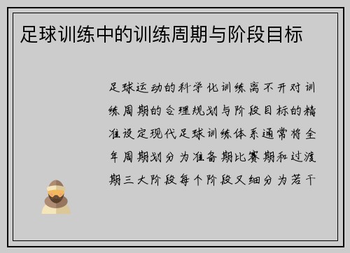 足球训练中的训练周期与阶段目标