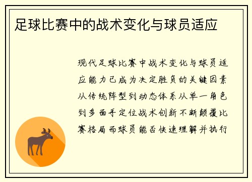 足球比赛中的战术变化与球员适应